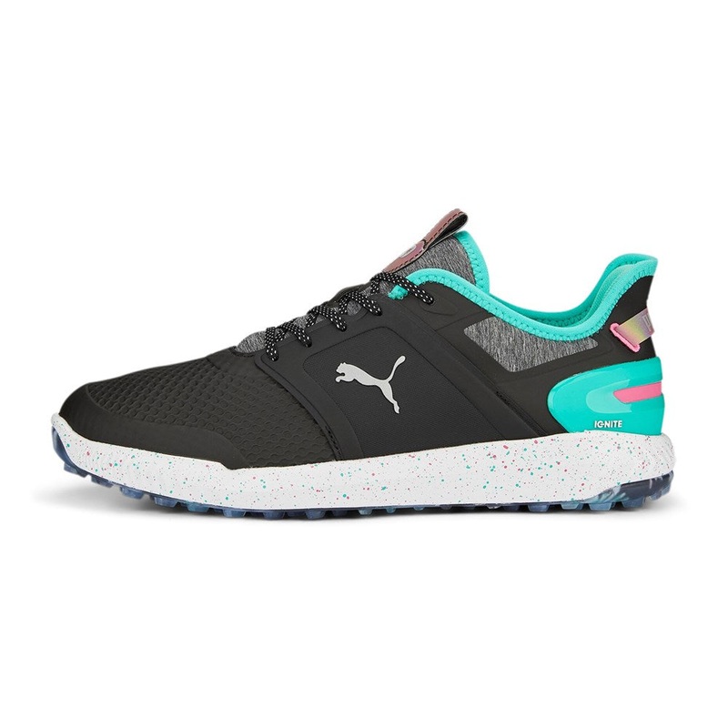 Puma x PTC IGNITE Elevate Spikeless Golf Shoes – Puma Black/ Aqua Green/ Shocking Pink