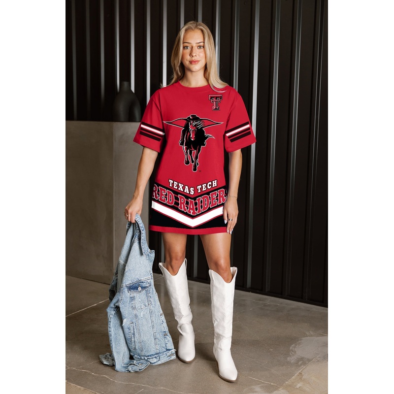 TEXAS TECH RED RAIDERS PERFECT SCORE RETRO T-SHIRT DRESS
