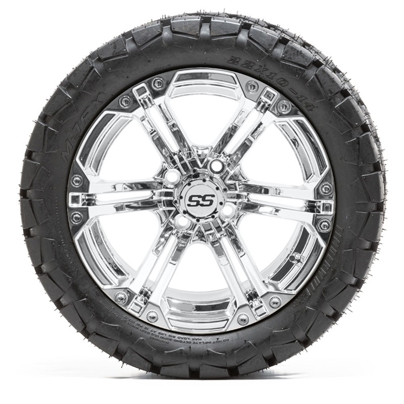 14 GTW Specter Chrome Wheels with 22 Timberwolf Mud Tires  Set of 4 PN# A19-395
