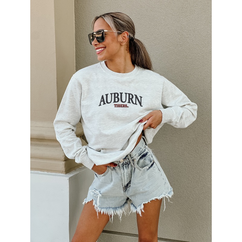 AUBURN TIGERS Number One Fan Embroidered Crew Pullover By Madi Prewett Troutt