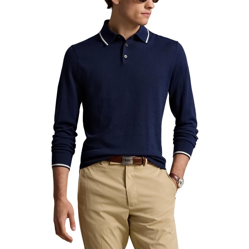 RLX Ralph Lauren Performance Polo-Collar Golf Sweater – Refined Navy