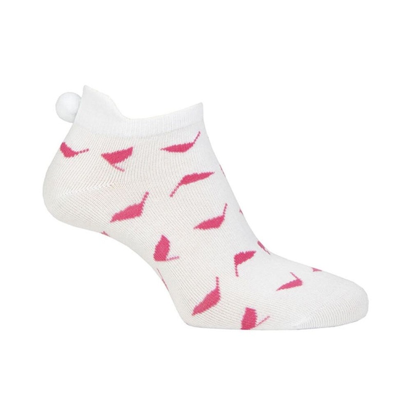 Glenmuir Women’s Eugenie Patterned Golf Socks – White/Sorbet Flags