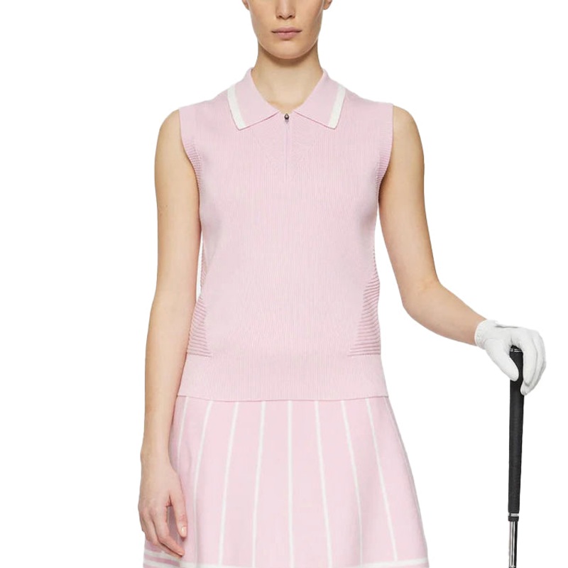 J.Lindeberg Women’s Ramona Sleeveless Knitted Golf Polo Shirt – Nosegrey