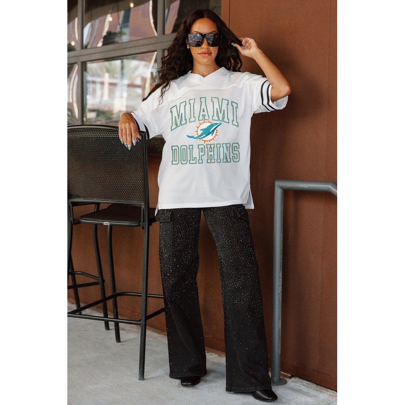 MIAMI DOLPHINS A Step Ahead Oversized Mesh Tee