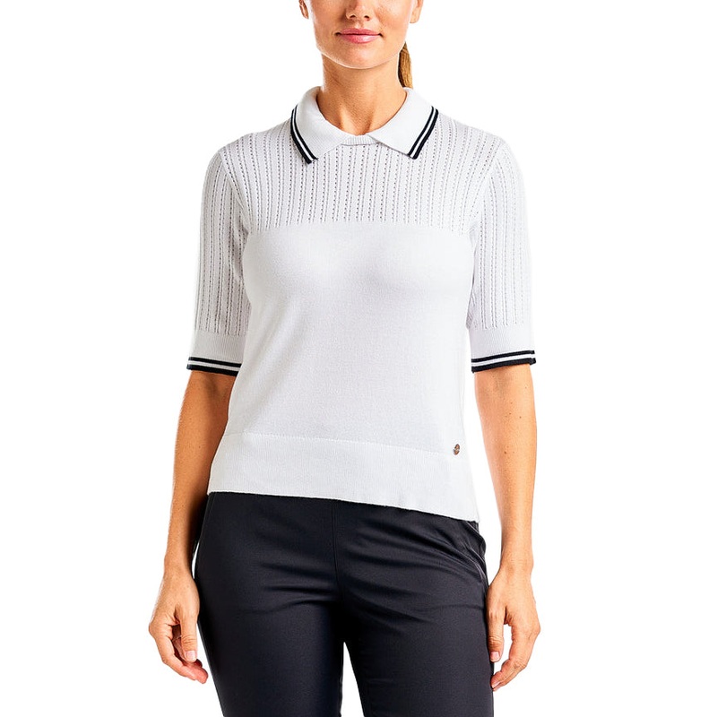 Nivo Women’s Vy Sweater Golf Polo Shirt – White