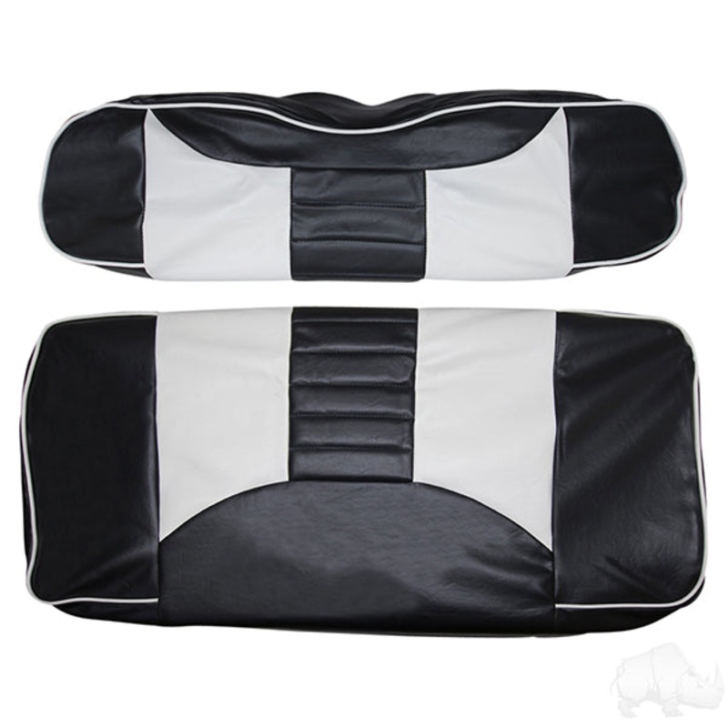 RHOX Front Seat Cover Set, Rally Black/White, E-Z-Go TXT 96-13 PN# SEAT-011BW-R-CV