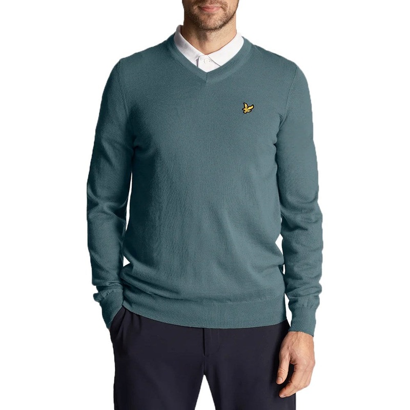Lyle & Scott Golf Merino Blend V Neck Pullover – Iron Blue