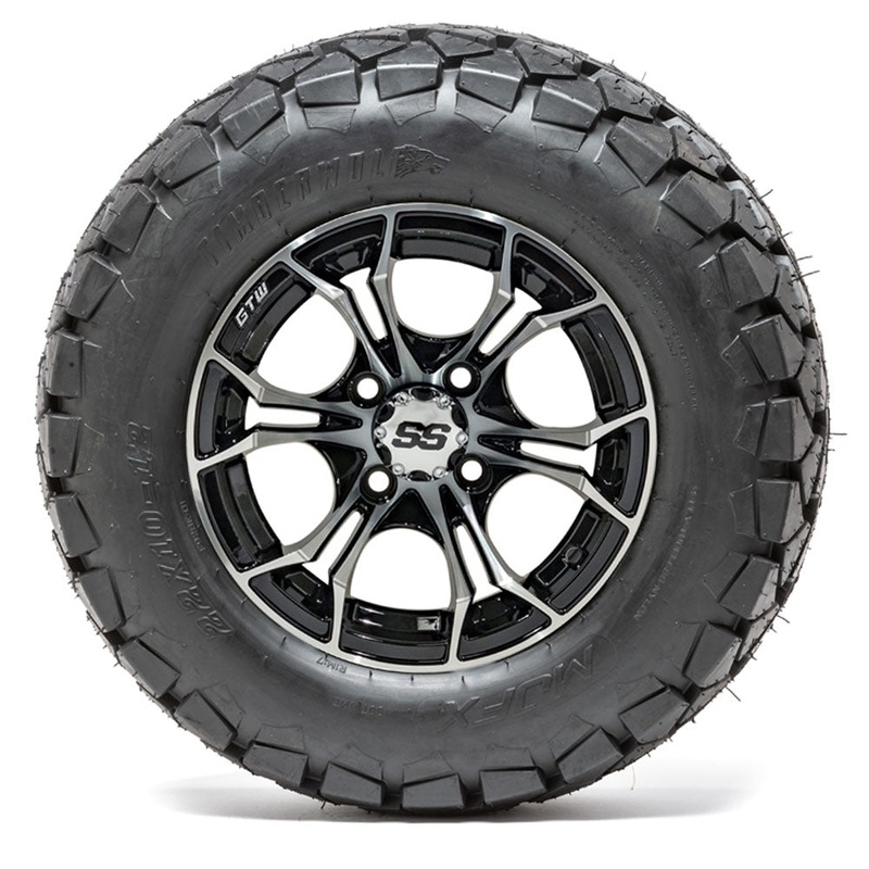 12 GTW Spyder Black and Machined Wheels with 22 Timberwolf Mud Tires  Set of 4 PN# A19-376
