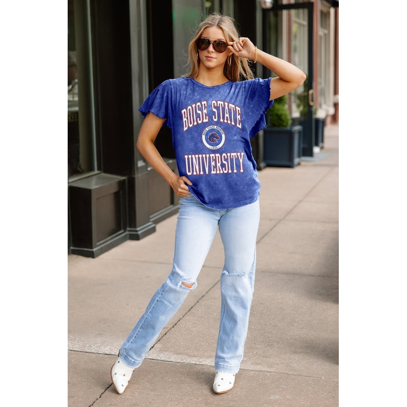 BOISE STATE BRONCOS VICTORY MODE FLUTTER SLEEVE TEE IN ROYAL