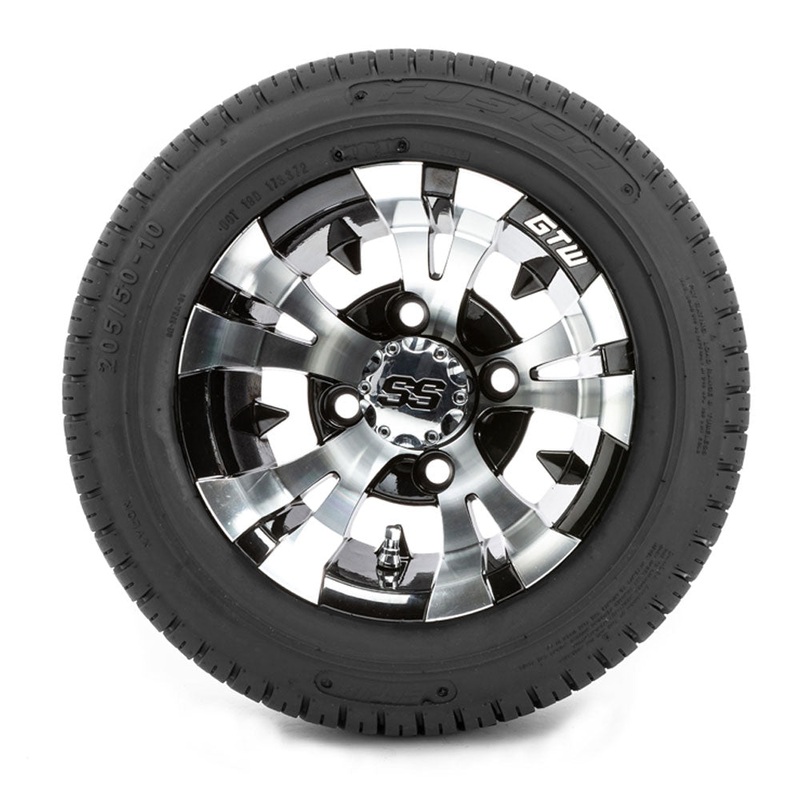 10 GTW Vampire Black and Machined Wheels with 18 Fusion Street Tires  Set of 4 PN# A19-339