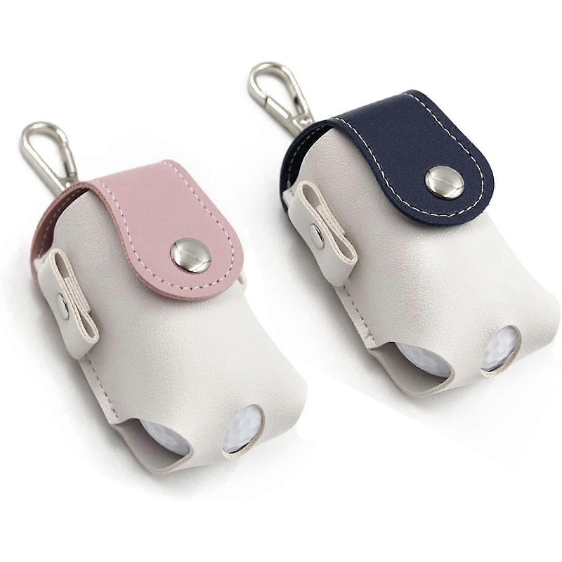 2pcs Golf Ball Leather Pouch, Golf Ball Pu Pocket Ball Holder Storage Bag Accessory For Carrying Golf Balls