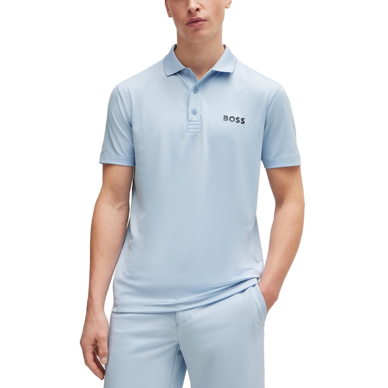 BOSS Paddytech Jacquard Golf Shirt – Open Blue