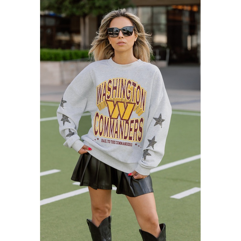 WASHINGTON COMMANDERS RESILIENCE STAR EMBELLISHED CREW SWEATSHIRT