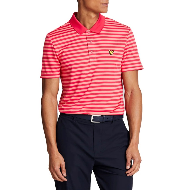Lyle & Scott Golf Broad Stripe Polo Golf Shirt – Birdie Red