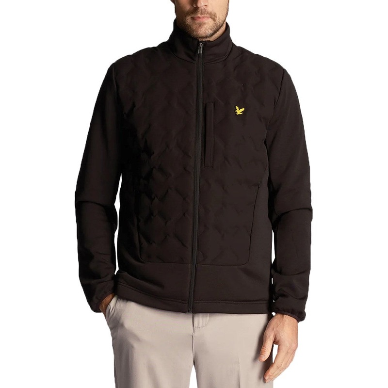 Lyle & Scott Welded Check Fleece Golf Jacket – Jet Black