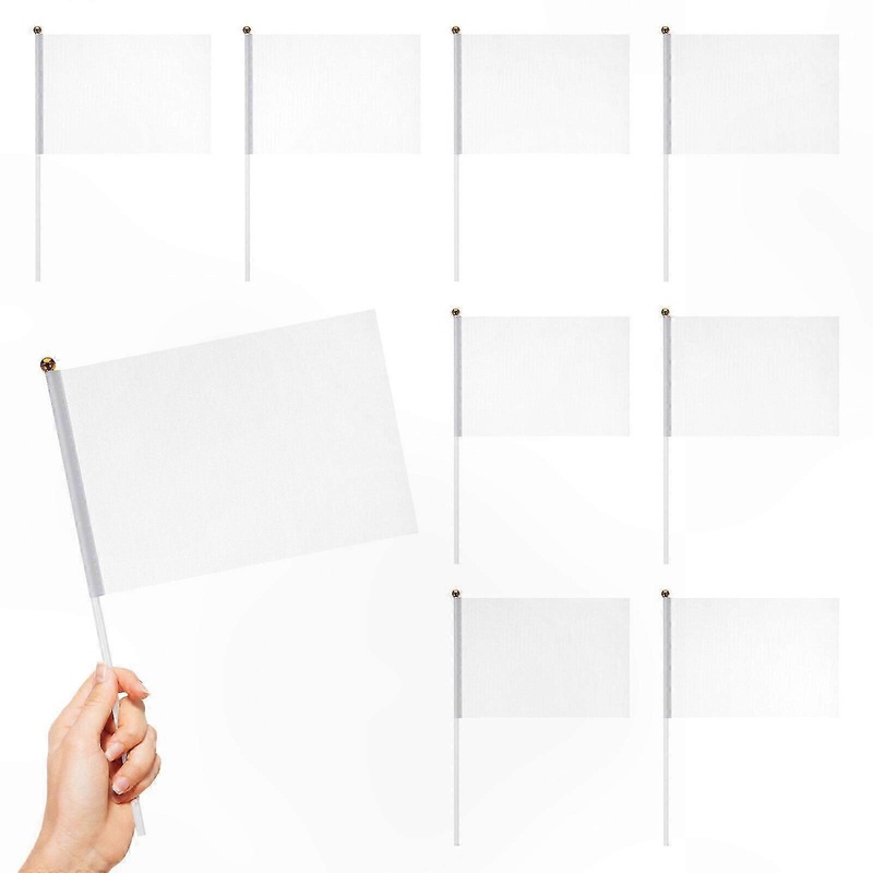 24 Pack White Handheld Flags for Yard Marking and Referee Use