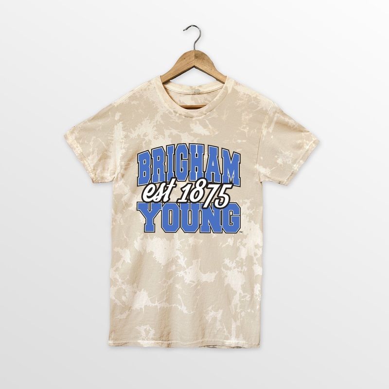 BYU COUGARS DEEP ROOTS BLEACH WASH TEE