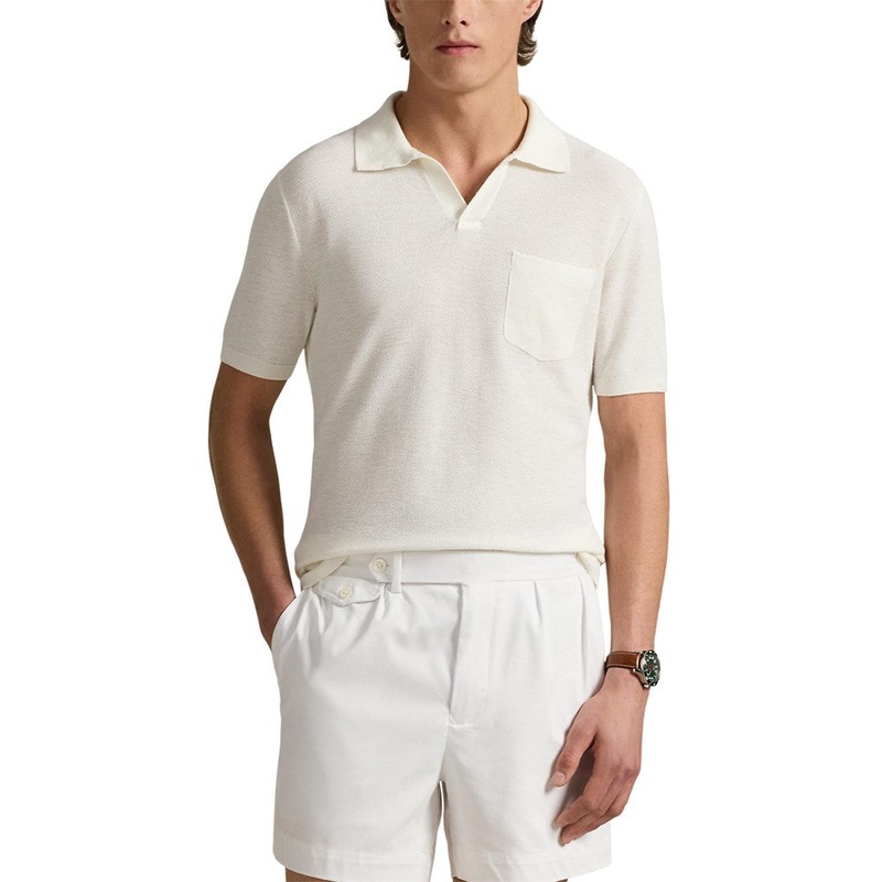 RLX Ralph Lauren Cotton Coolmax Knitted Golf Polo Shirt – White Splash