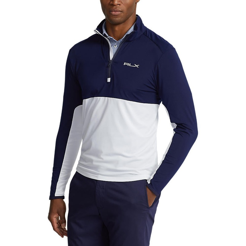 RLX Ralph Lauren Peached Airflow Jersey 1/4 Zip Midlayer – Pure White/ French Navy