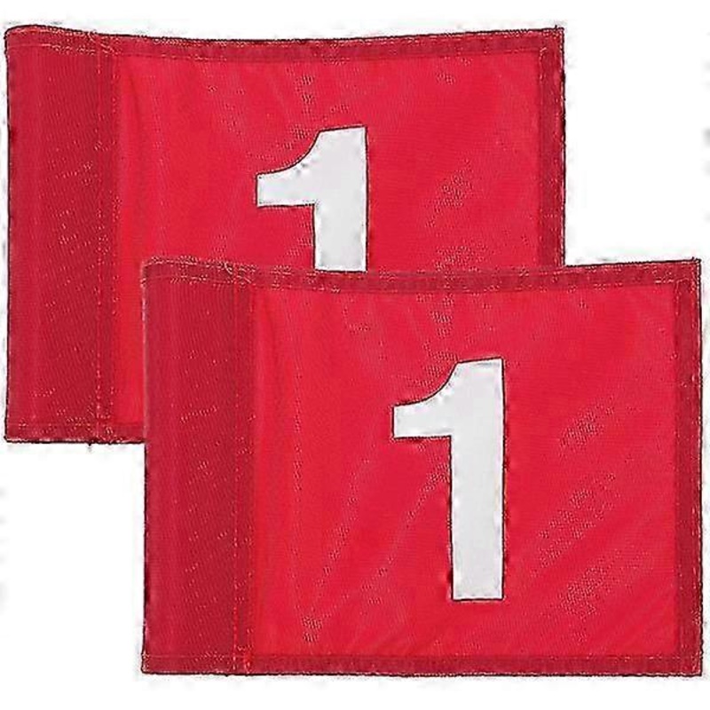 2Pcs Numbered Golf Training Target Flags 20.5×15.5cm Red for Practice & Course Marking