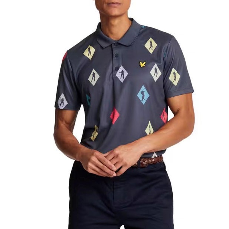 Lyle And Scott Polka Diamond Polo Golf Shirt – Navy
