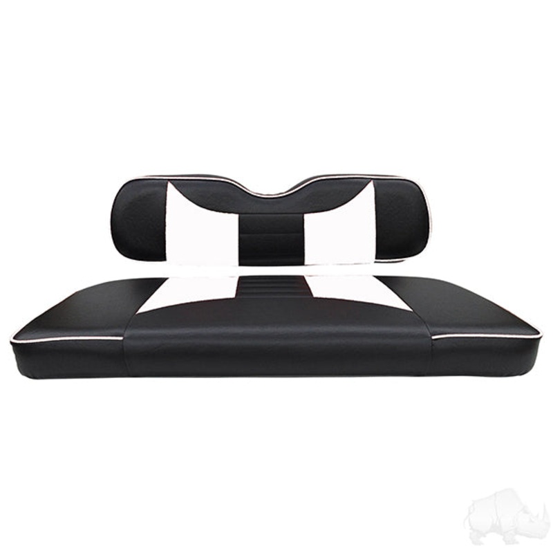 RHOX Front Seat Cushion Set, Rally Black/White, E-Z-Go TXT 96-13 PN# SEAT-011BW-R