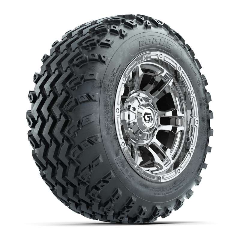 GTW Shogun Chrome 12 in Wheels with 22×11.00-12 Rogue All-Terrain Tires  Full Set