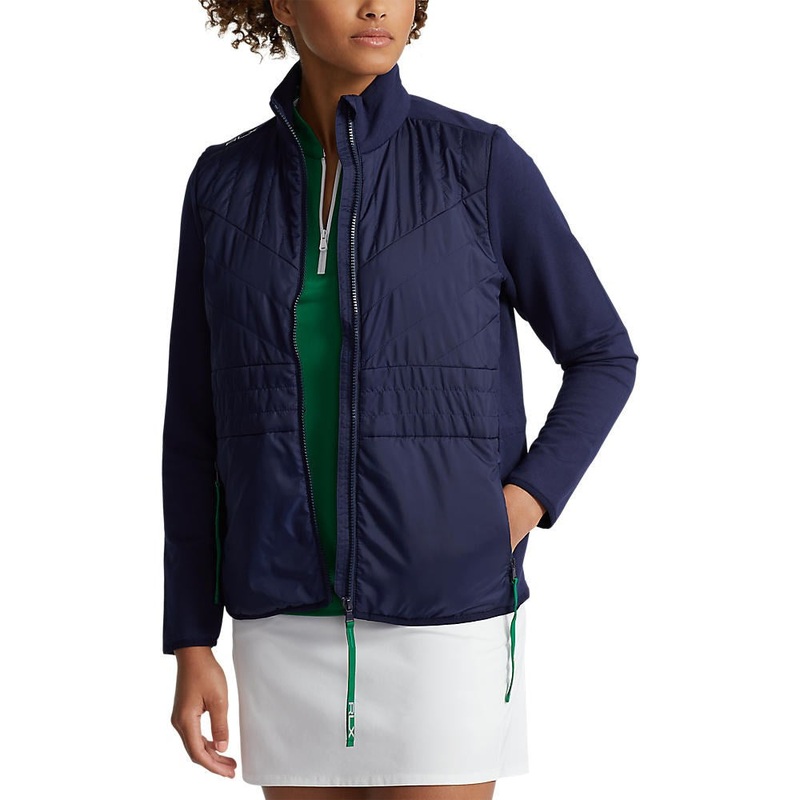 RLX Ralph Lauren Women’s Hybrid Full Zip Jacket – French Navy/Cruise Green