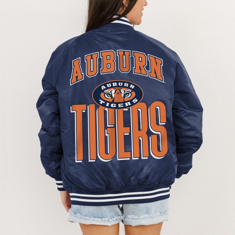 AUBURN TIGERS FIERCE FOCUS SPORT STRIPE VARSITY JACKET