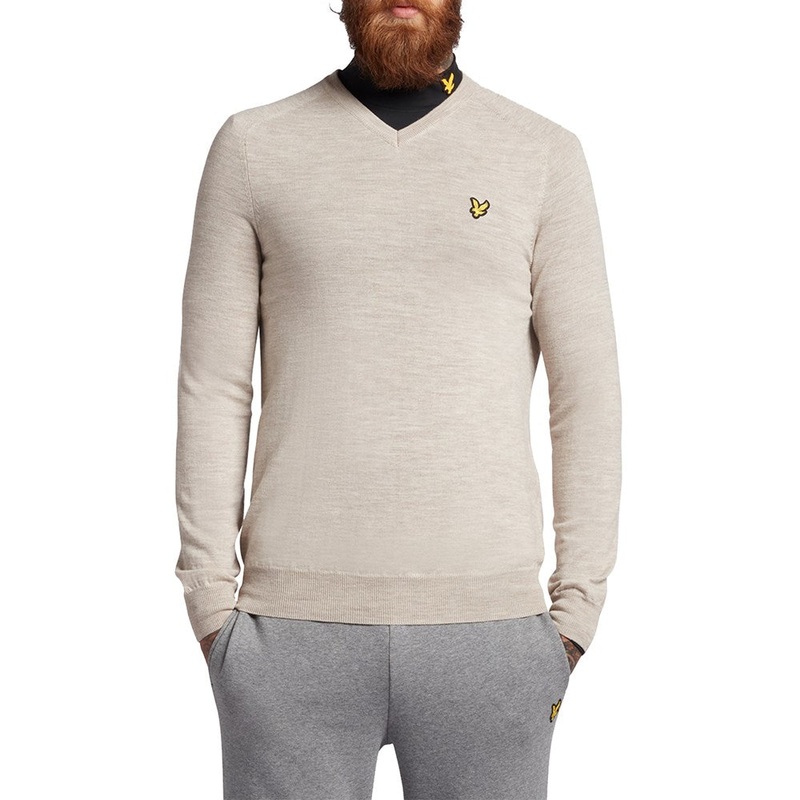 Lyle & Scott Merino V Neck – Warm Dust Marl
