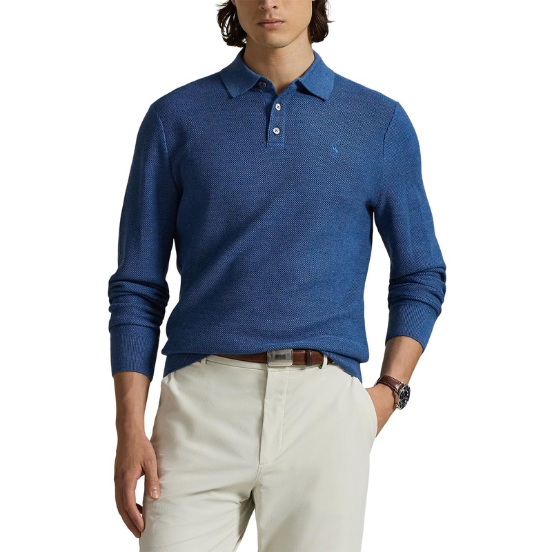 RLX Ralph Lauren Performance Polo-Collar Golf Sweater – Tide Pool Blue Heather