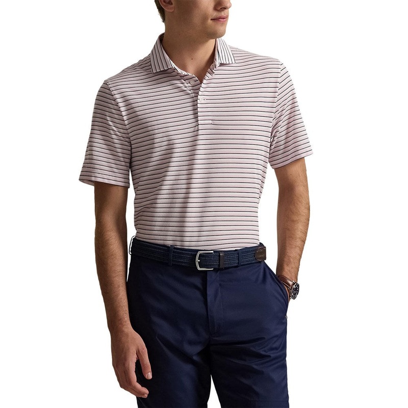 RLX Ralph Lauren Stripe Tour Pique Golf Polo Shirt – Garden Pink Multi
