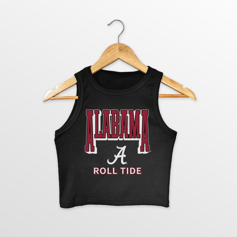 ALABAMA CRIMSON TIDE PURE VICTORY ESSENTIAL RIBBED CROP TANK