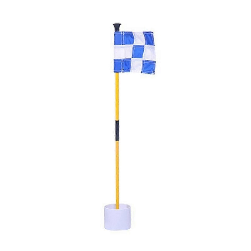 Blue and White Golf Flag with Green Flag – Colorful Checkered Target Hole Cup Flagpole for Golfers