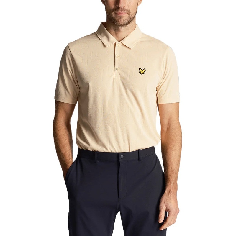 Lyle & Scott Monogram Jacquard Golf Polo Shirt – Sand Dune