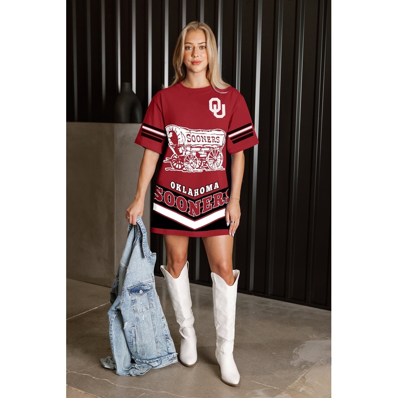 OKLAHOMA SOONERS PERFECT SCORE RETRO T-SHIRT DRESS