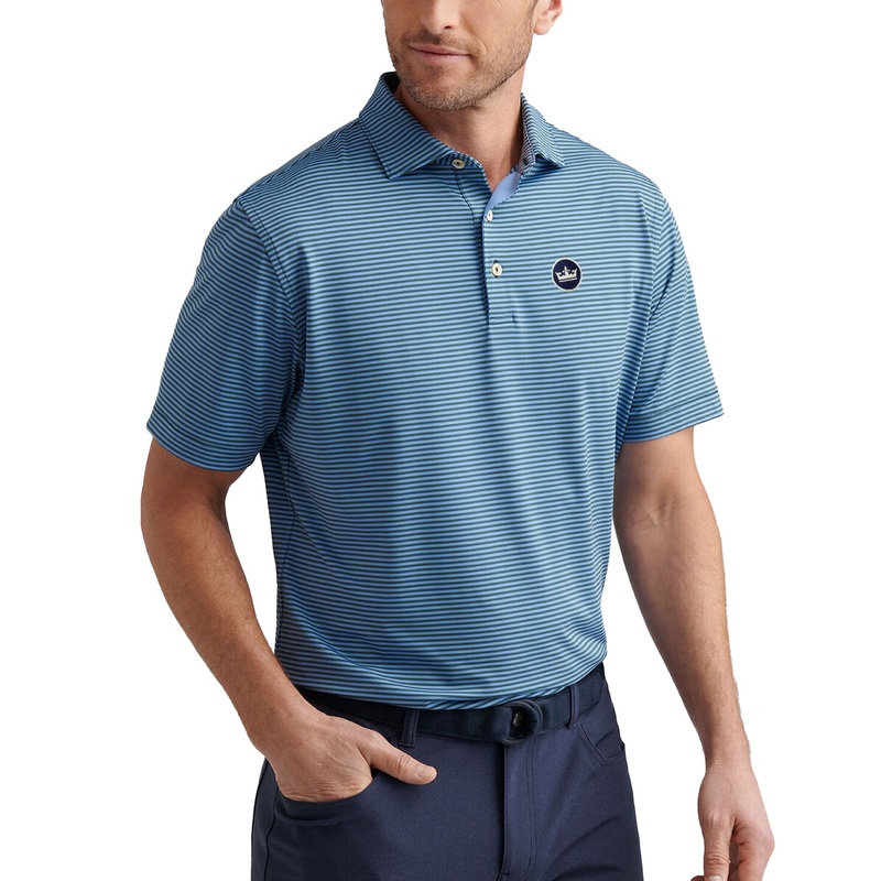 Peter Millar Hales Performance Jersey Golf Polo Shirt – Navy/Cottage Blue