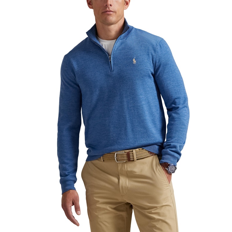 RLX Ralph Lauren Cotton Blend 1/4 Zip Golf Pullover – Tide Pool Blue Heather