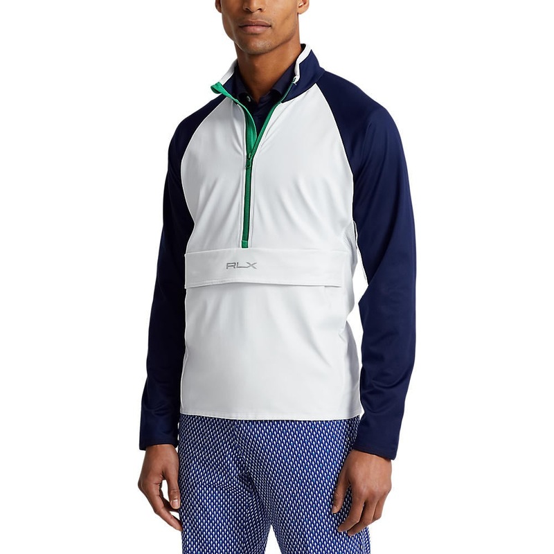 RLX Ralph Lauren Stretch Jersey Half-Zip Pullover – Pure White/French Navy
