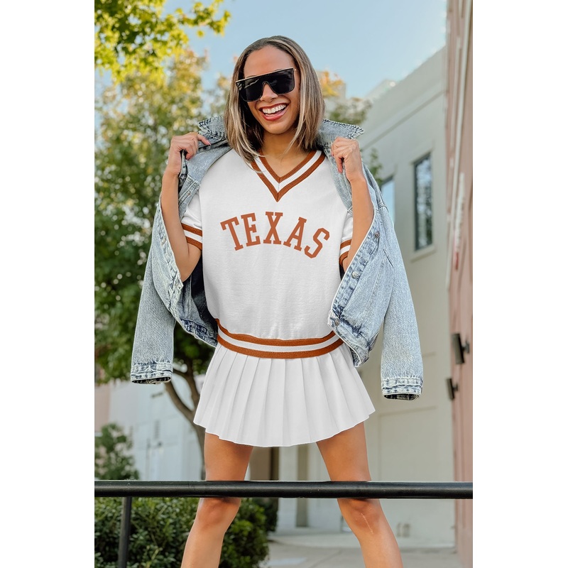 TEXAS LONGHORNS INFINITE CHARM VARSITY V-NECK SWEATER