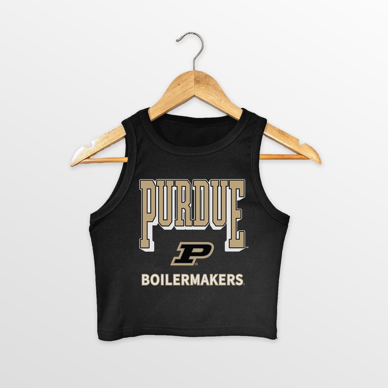 PURDUE BOILERMAKERS PURE VICTORY ESSENTIAL RIBBED CROP TANK