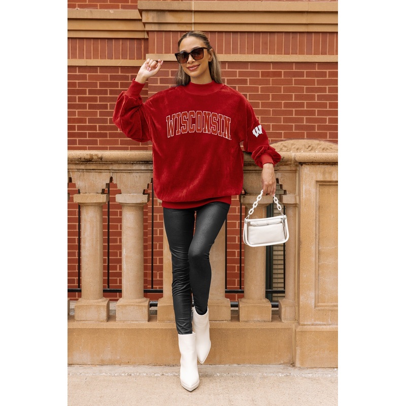 WISCONSIN BADGERS MAKE A MOVE MOCK NECK CHENILLE PULLOVER