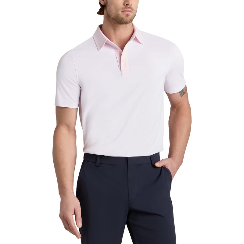 G/Fore Feeder Stripe Fine Tech Jersey Golf Polo Shirt – Blush