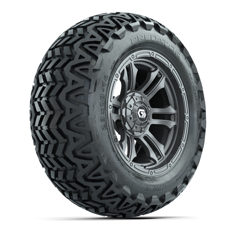 GTW Shogun Gunmetal 14 in Wheels with 23×10-14 Predator All-Terrain Tires  Full Set