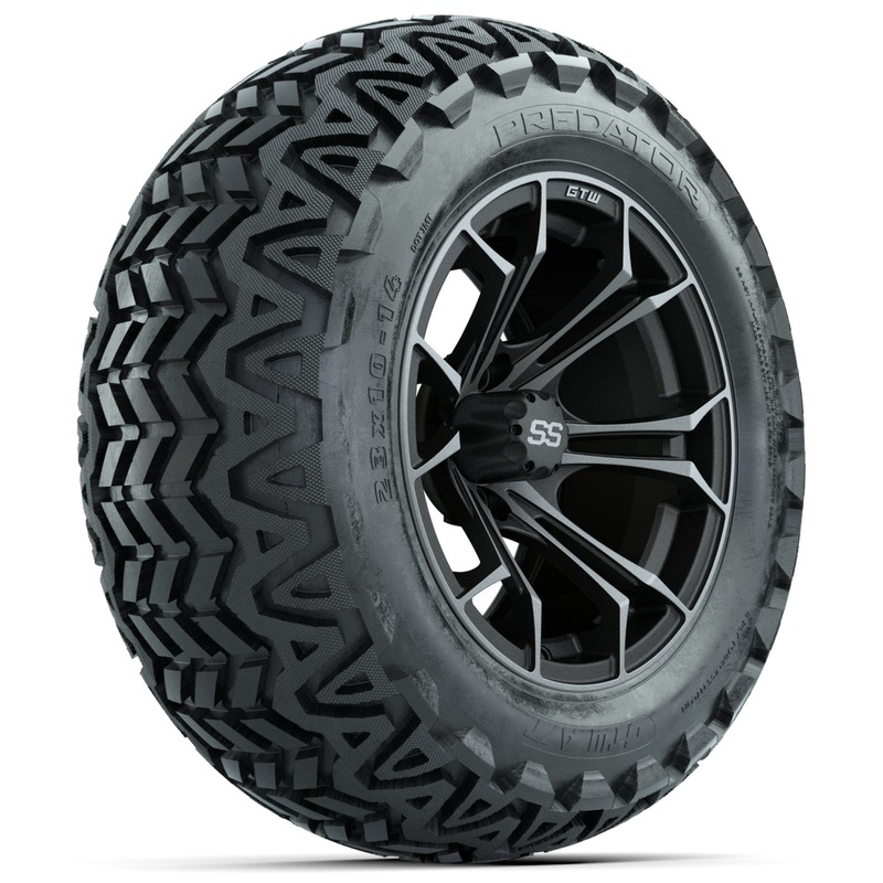 Set of (4) 14 in GTW Spyder Wheels with 23×10-14 GTW Predator All-Terrain Tires PN# A19-501
