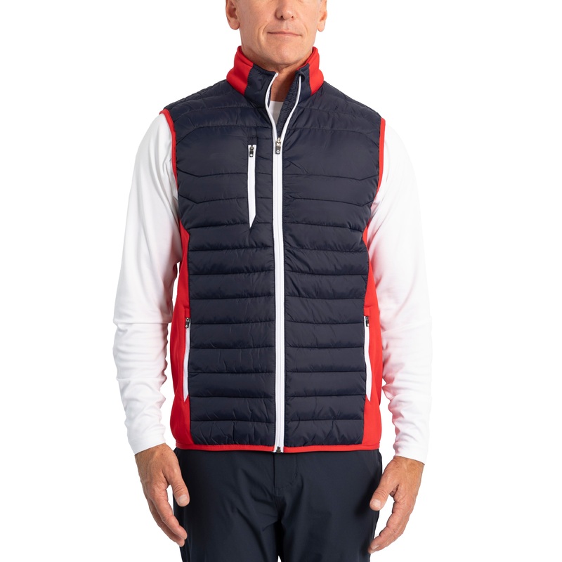 Sunderland Anton Padded Stretch Panel Performance Golf Gilet – Navy/ Red