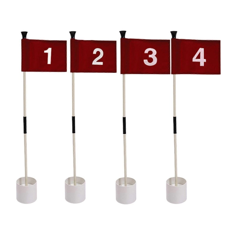 4x Golf Flagsticks Men Women Golf Flag Hole Cup Set for Yard Lawn
