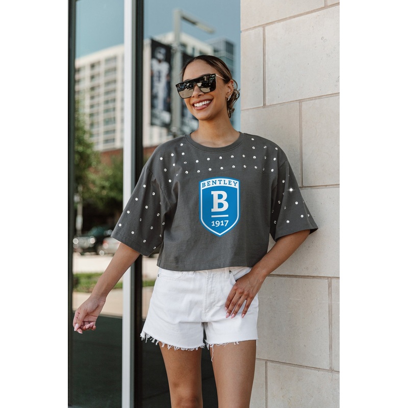 BENTLEY FALCONS Making Moves Rhinestone Crop Tee With Yoke
