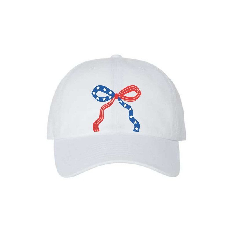 PATRIOTIC BOW DAD HAT|GARMENT WASHED TWILL|White