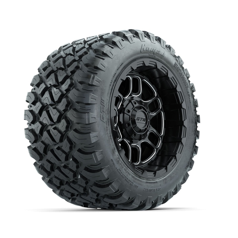 Set of (4) 12 in GTW Titan Machined & Black Wheels with 22×11-R12 Nomad All-Terrain Tires PN# A19-831